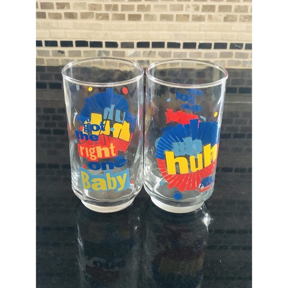 Vintage Diet Pepsi Uh Huh "You Got The Right One Baby" Glasses Tumblers Set Of 2 - Picture 6 of 6
